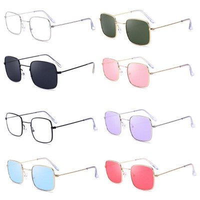 Men Women Vintage Square Sunglasses Protection Goggles Colored Lens Glasses 649C