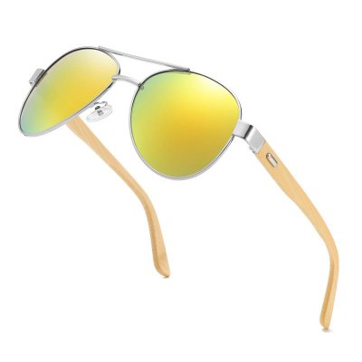 Wood Bamboo pilot Sunglasses Men Wooden metal Women pilot Brand Designer Mirror Original Sun Glasses drive